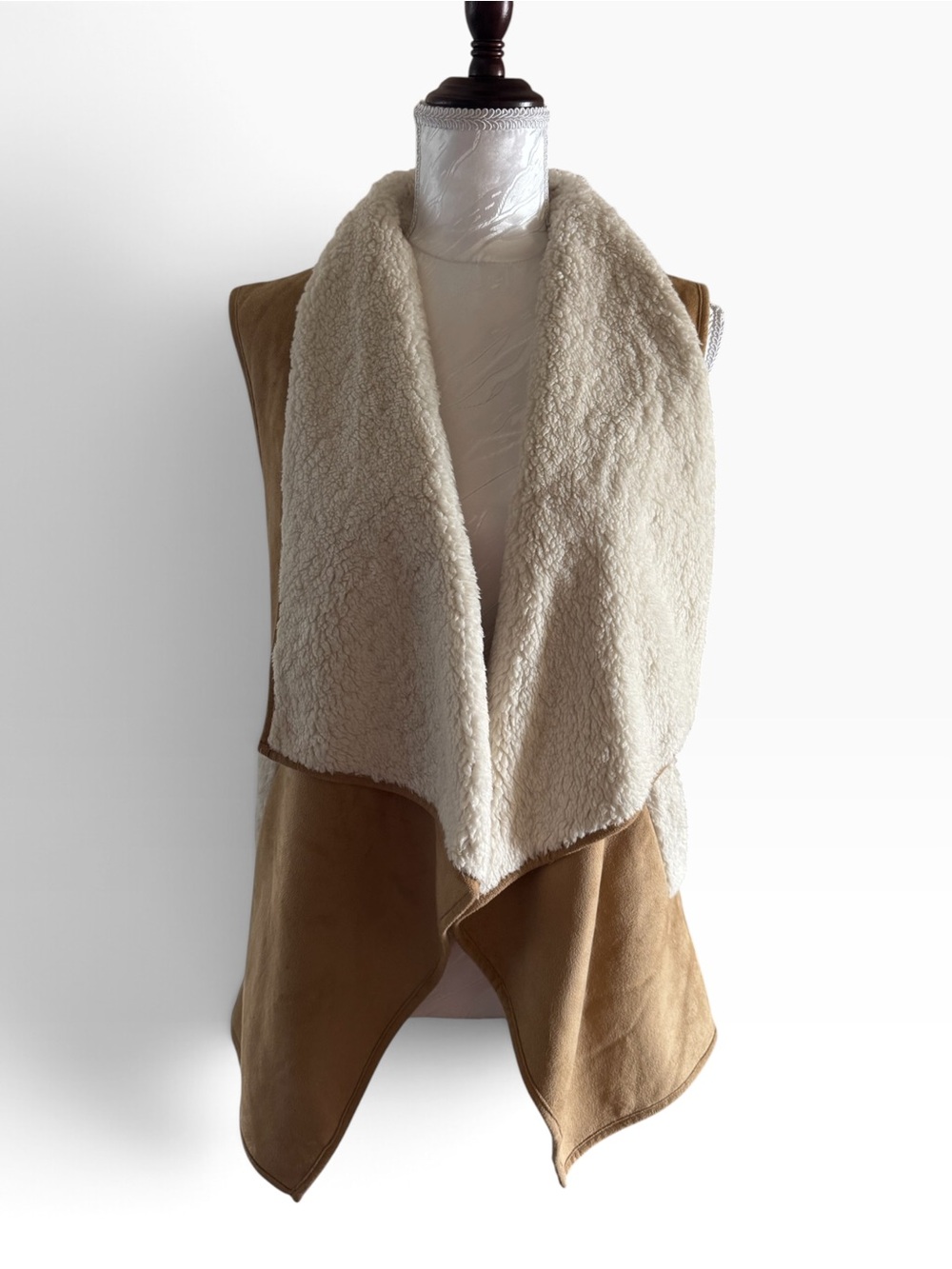 Taupe Faux-Suede Sherpa Vest - Women's Cozy Open Front Vest